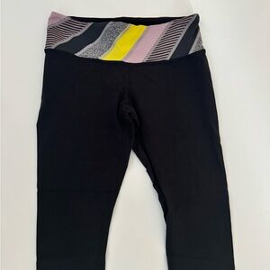 Lululemon Athletica Black Leggings with Multicolor Waistband